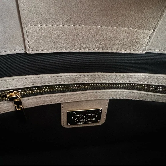 Viral Claudia Firenze Taupe Suede Leather Tote Satchel Bag NWT - Picture 4 of 8